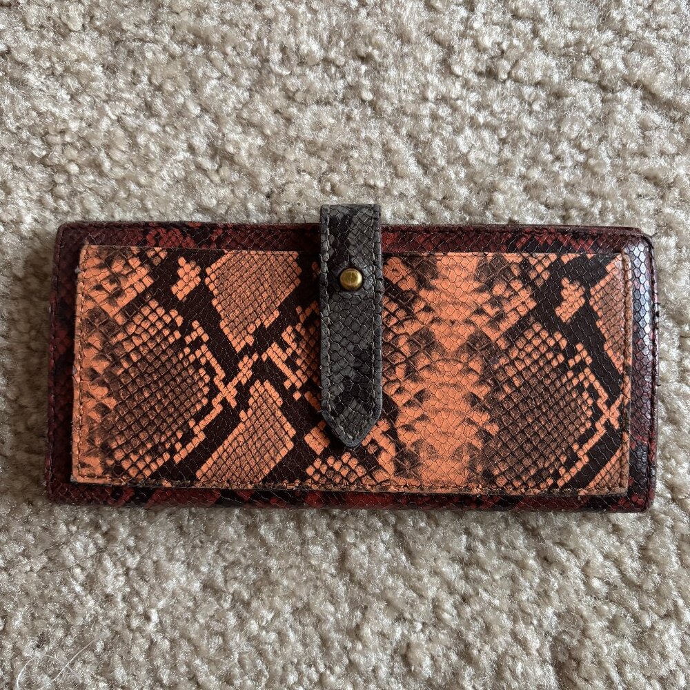 Madewell Post Wallet Colorblock Snake Embossed Leather